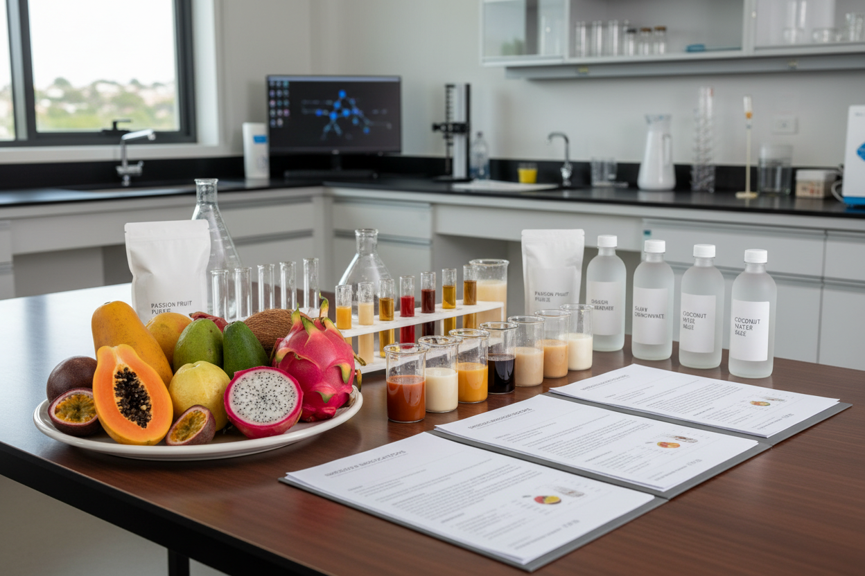 Tropical fruit juice concentrates for beverage production