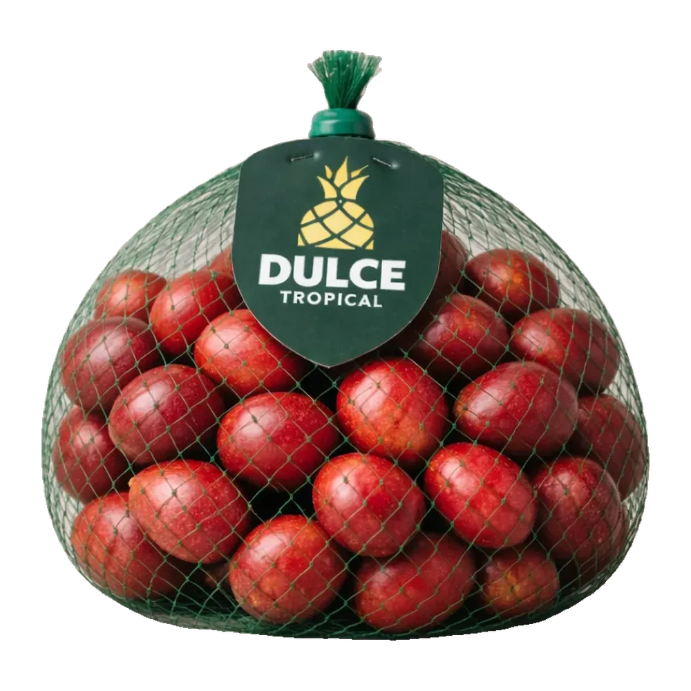 Bagged coffee cherries with the Dulce Tropical label